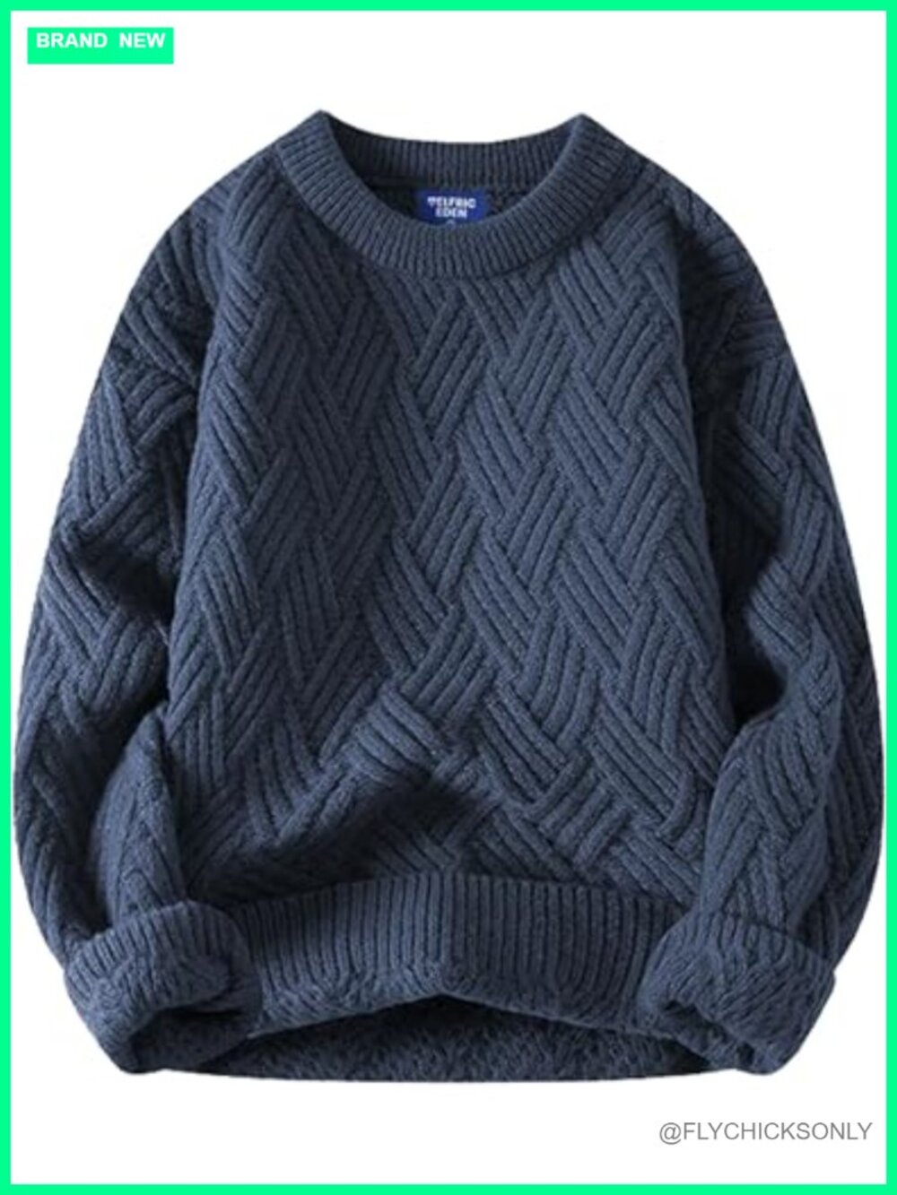 Oversized Cable Knit Crewneck Pullover Sweater Loose Vintage Fall